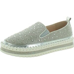Women's Silver Embellished Slip-On Shoes